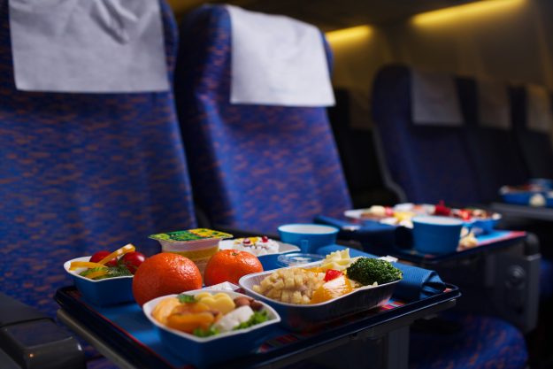 Tray of food on the plane Par-Avion History of Airline Food